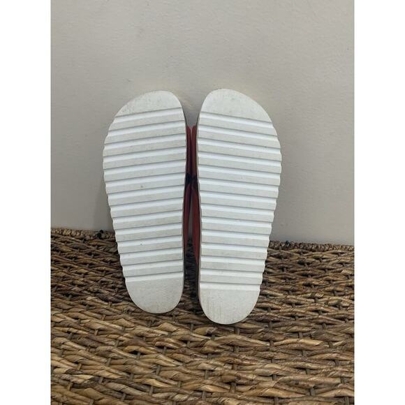 Vero Moda Red Slides Made In Spain Comfort Leather Spring Summer 7.5 /8 - Picture 6 of 8